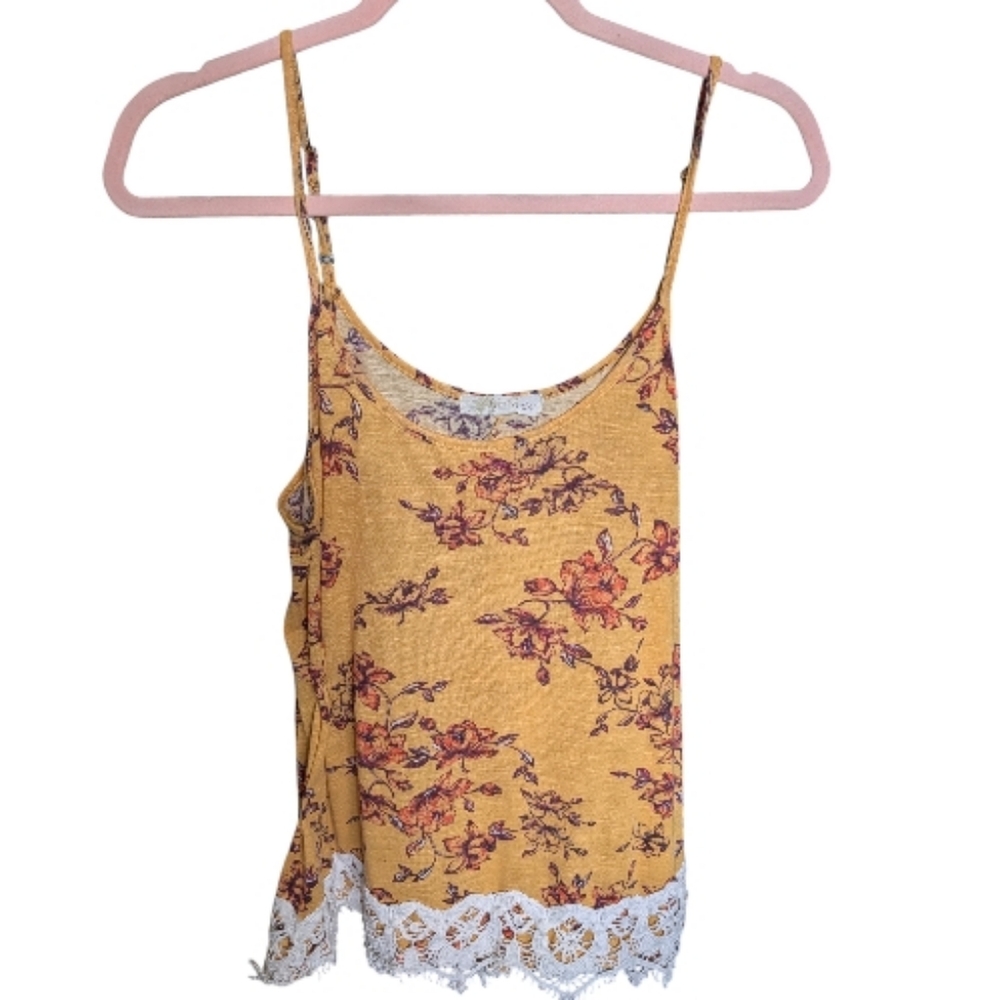 Rewind Golden Floral Linen Blend Blouse Size XL